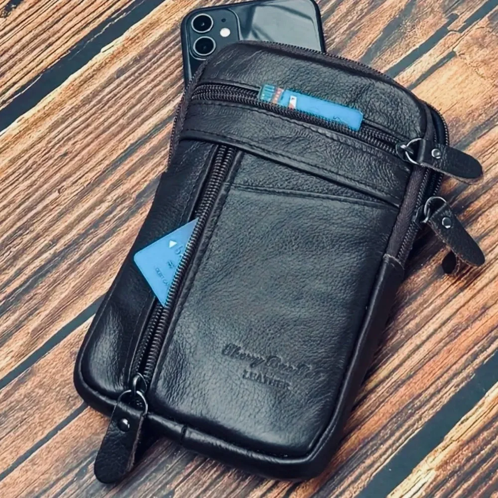 Men’s Leather Phone Bag Black